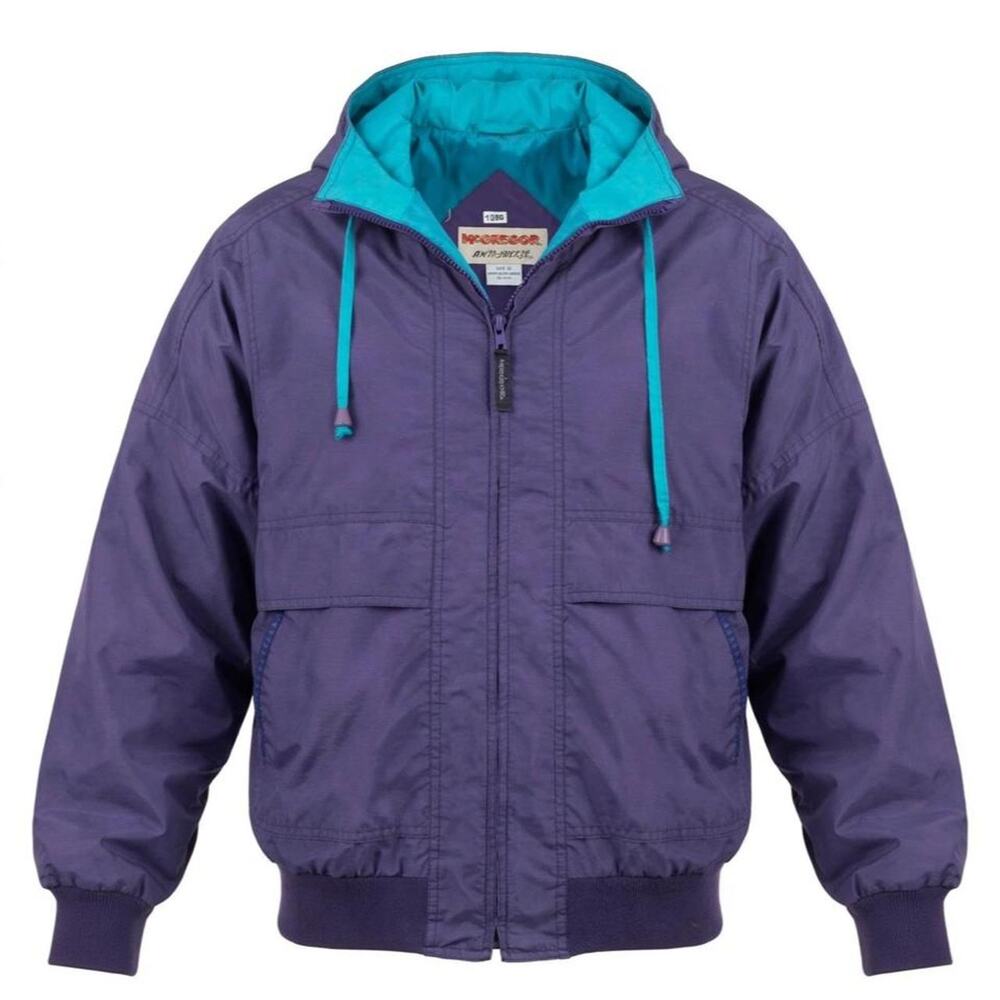 Vintage 80s/90s McGregor Anti-Breeze Windbreaker Jacket S Purple Teal Hooded